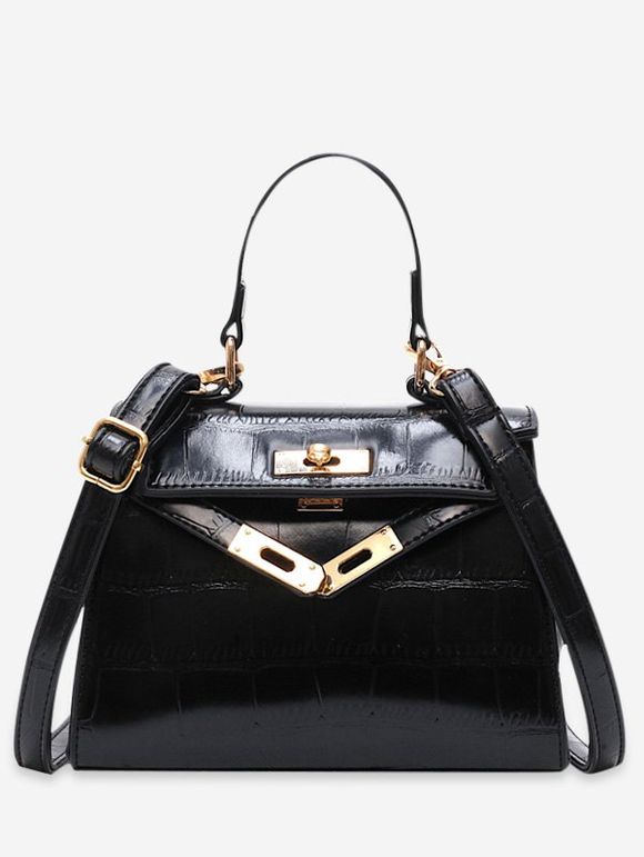 Sac fourre-tout à décoration de couleur unie - Noir 