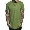 T-shirt Décoré de Bouton en Couleur Unie - Vert Oignon 2XL