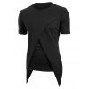 T-shirt Long Ourelt Asymétrique à Col Rond - Noir 2XL