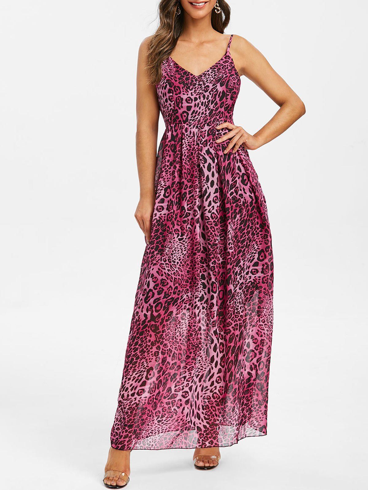 warehouse leopard cami maxi dress