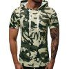 T-shirt à Capuche Camouflage Imprimé Zip Design - Vert Armée 2XL