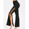 Pantalon Evasé Fente à Côté à Lacets - Noir M