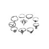 Ten Piece Simple Diamante Ring Set - SILVER 