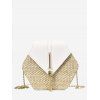 Fringed Geometric Straw Crossbody Bag - WHITE 