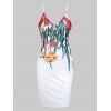 Mini Robe à Bretelle Moulante Fleur et Feuille Imprimées - Blanc 2XL