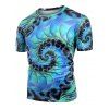 T-shirt Spirale Imprimé à Manches Courtes - Bleu Vert Ara L