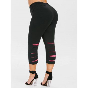 

Plus Size Ripped Cropped Leggings, Black