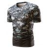 T-shirt Décontracté Camouflage Ombre Imprimé - Noir XL
