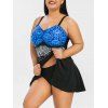 Ensemble Tankini Jupe Grande-Taille à Volants - Noir 3X