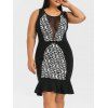 Robe Sirène Imprimée Géométrique Grande Taille - Noir 1X