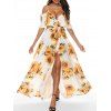 Sunflower Cold Shoulder Slit Maxi Dress - multicolor XL