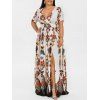 Maxi Robe Fendue Imprimée de Grande Taille - Blanc Chaud 3X