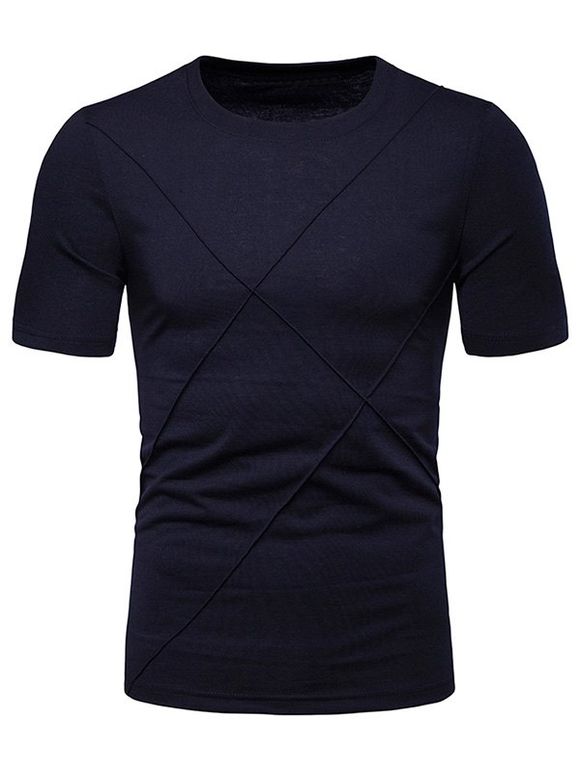 T-shirt Géométrique en Couleur Unie - Cadetblue 2XL