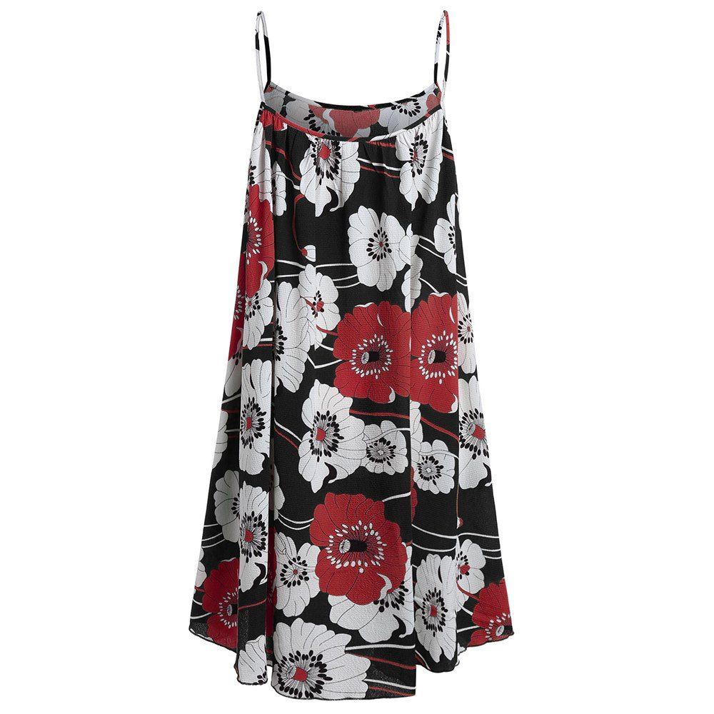 plus size floral print layered cami dress with criss cross crop top