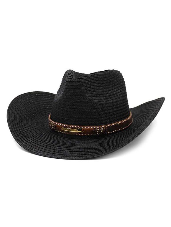 Chapeau de Cowboy de Soleil Plage en Paille - Noir 