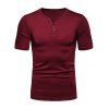 T-shirt Henley en Couleur Unie - Rouge Vineux XL