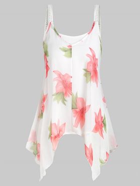 Plus Size Camisole and Floral Chiffon Tank Top