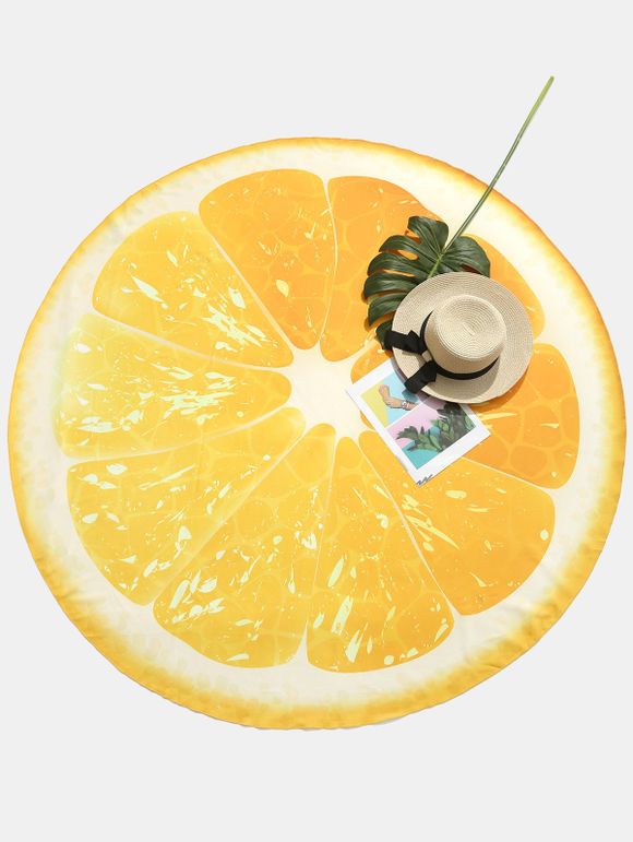 Serviette de Plage Ronde Motif de Citron - Orange d'Or ONE SIZE