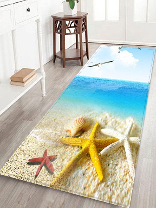 

Beach Seagull Pattern Water Absorption Area Rug, Ocean blue