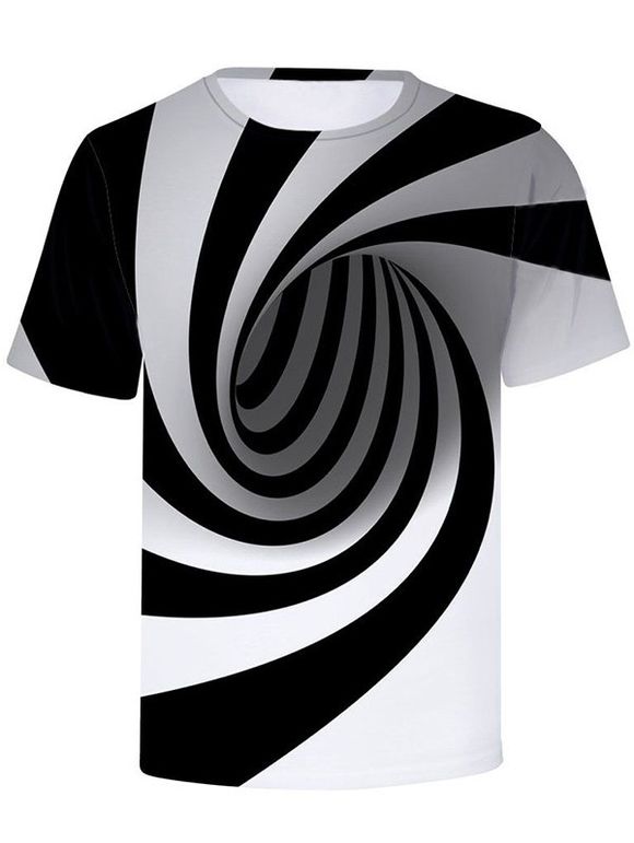 T-shirt Rayé Tourbillon Imprimé à Manches Courtes - multicolor XS