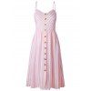 Robe Ligne A Rayée Plissée au Dos à Bretelle - Rose L