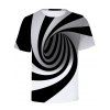 T-shirt Rayé Tourbillon Imprimé à Manches Courtes - multicolor 2XL