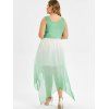 Plus Size Plunge Sequins Handkerchief Dress - GREEN 1X