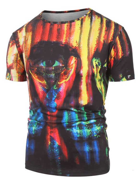 T-shirt Coloré Imprimé à Manches Courtes - multicolor A S