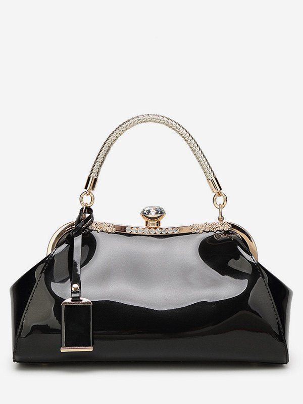 [17% OFF] 2021 Patent Leather Rhinestone Evening Handbag In BLACK ...