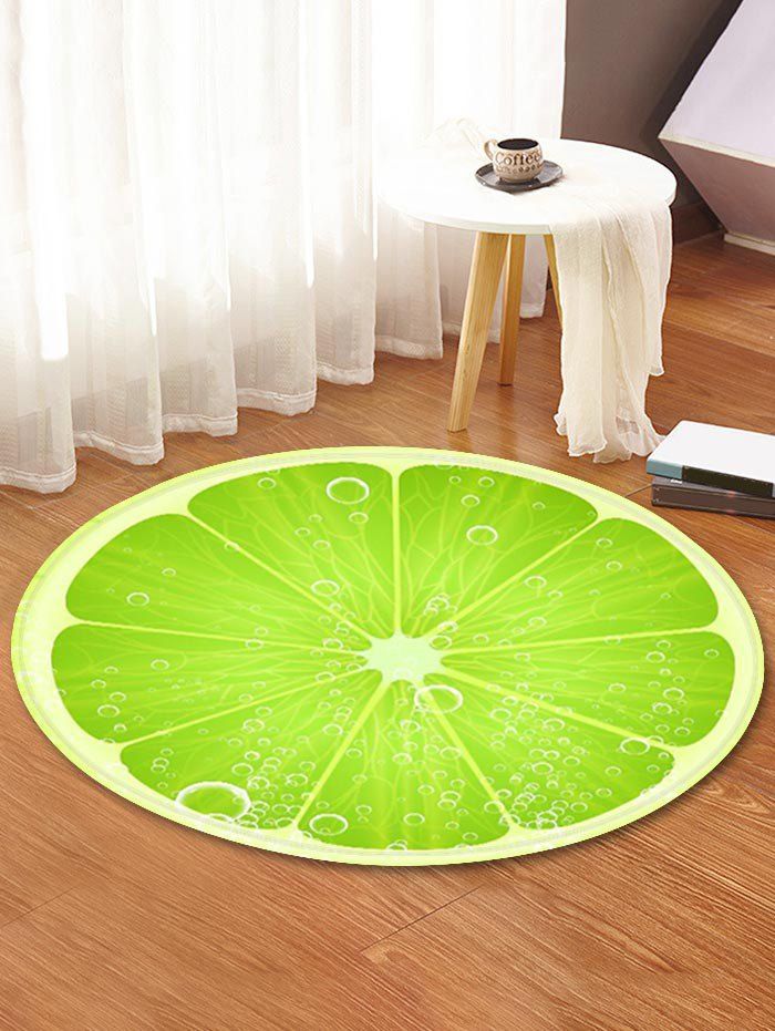 

Kiwi Fruit Printed Round Floor Mat, Chartreuse
