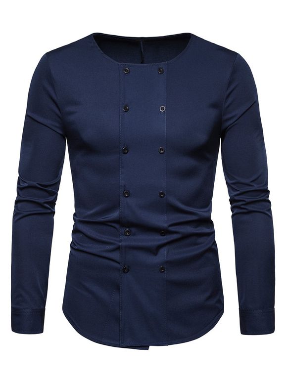 Chemise Double Boutons à Manches Longues - Cadetblue S