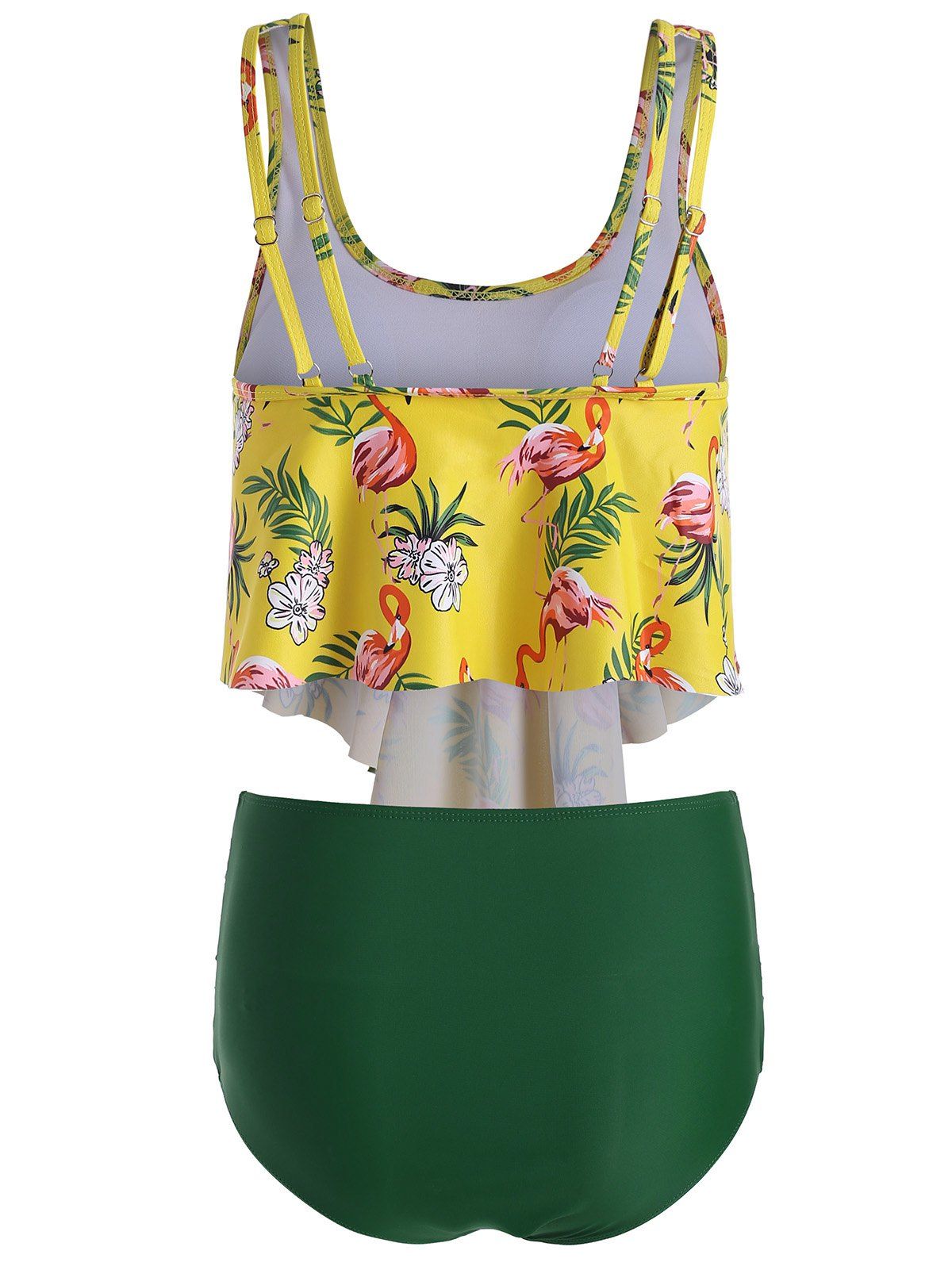 [42% OFF] 2020 Flamingo Print Ruffle Tankini Set In YELLOW | DressLily