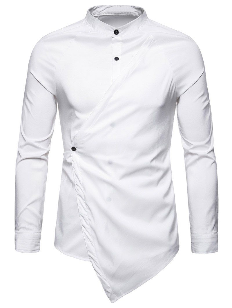 

Asymmetric Solid Color Shirt, White