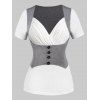 T-shirt Bicolore de Grande Taille Fausse Deux Pièces - Blanc 4X