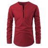 Chemise Evidée en Couleur Unie à Manches Longues - Rouge S