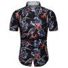 Chemise Hawaiienne Feuille Imprimée à Manches Courtes - multicolor 2XL