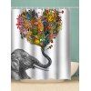 Rideau de Douche Imperméable Eléphant Fleur et Cœur Imprimés Pour Salle de Bain - multicolor W59 X L71 INCH