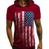 T-Shirt à Capuche Drapeau Américain - Rouge Vineux L