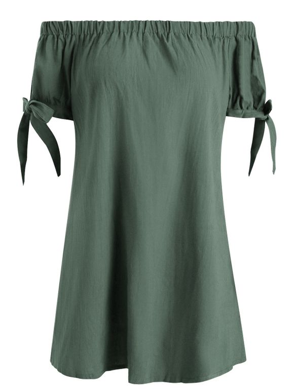 Mini-Robe Nouée à Epaule Dénudée - Vert Armée M