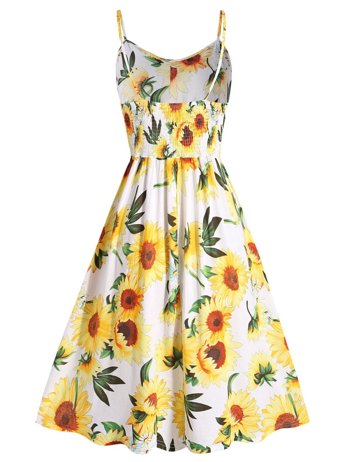 [26% OFF] 2020 Plus Size Sunflower Print A Line Dress In WHITE | DressLily