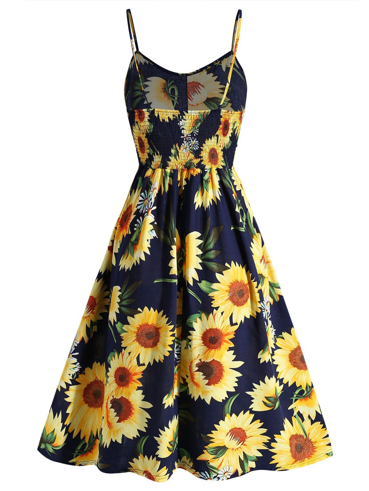 [32% OFF] 2020 Plus Size Sunflower Print A Line Dress In DARK SLATE ...