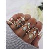 Ensemble de Bague Géométriques avec Strass 10 Pièces - Or 