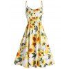 Robe Ligne A Tournesol Imprimé de Grande Taille - Blanc L