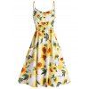 Plus Size Sunflower Print A Line Dress - WHITE 2X