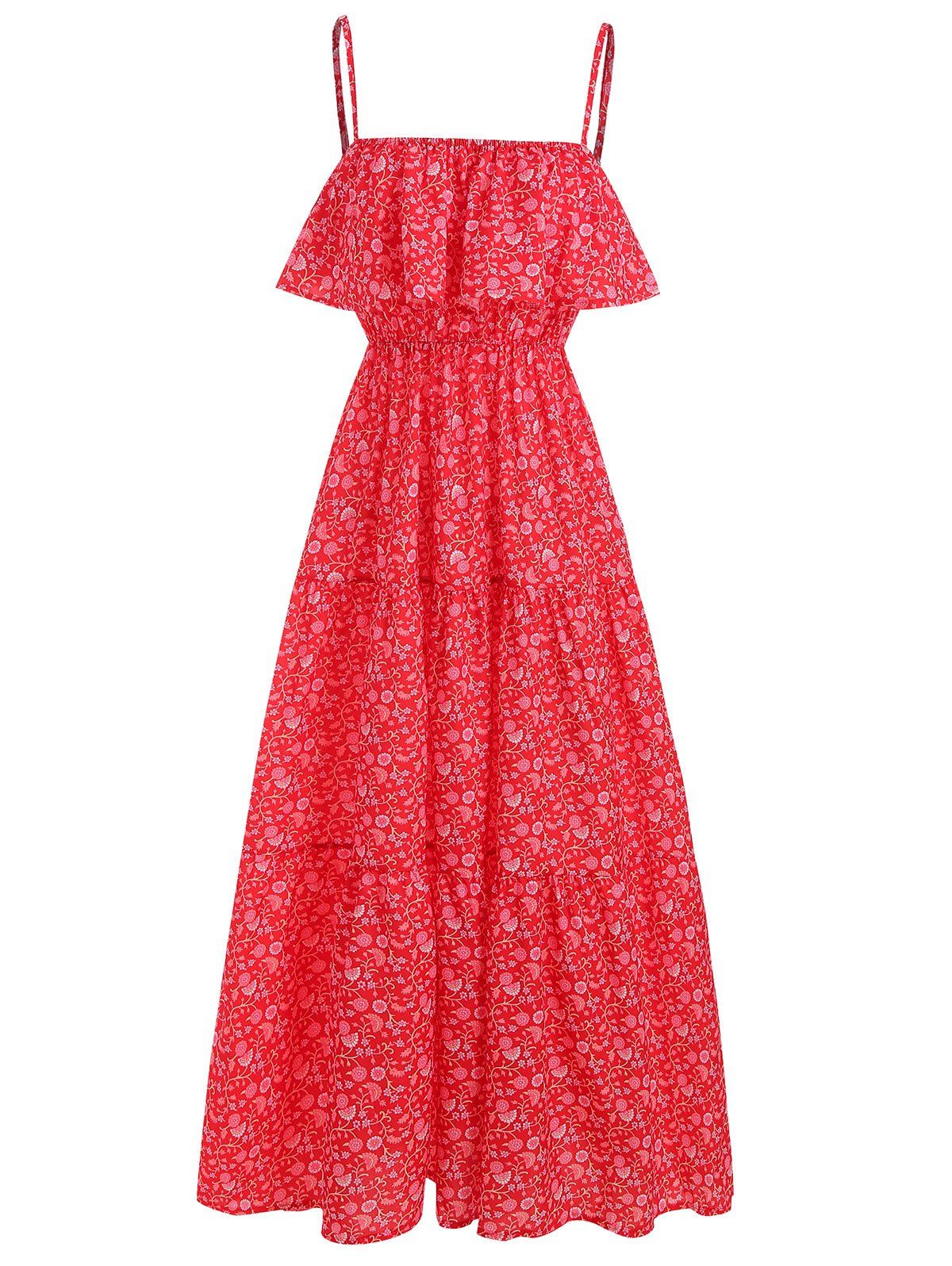 

Floral Print Overlay Maxi Cami Dress, Red