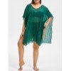 Plus Size Crochet Lace Batwing Cover Up - Vert Mer Moyen ONE SIZE