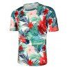 T-shirt Fleuri Plante Imprimée à Manches Courtes - Blanc 2XL