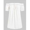 T-shirt Evidé en Couleur Unie de Grande Taille - Blanc L