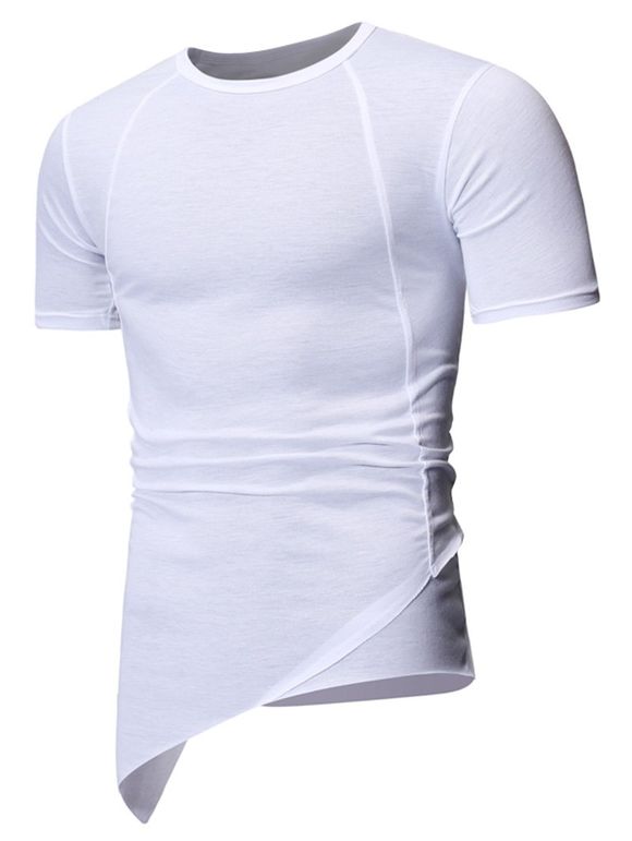 T-shirt Décontracté en Couleur Unie à Col Rond - Blanc XS