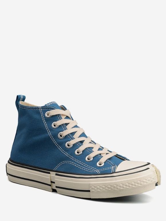Chaussures Hautes à Lacets Design en Canevas - Bleu profond EU 44